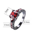 Red Geometric Ring(January Birthstone) - Bamos