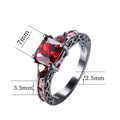 Women Red Geometric Ring Earrings Jewelry Set(January Birthstone) - Bamos