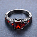 Red Geometric Ring(January Birthstone) - Bamos