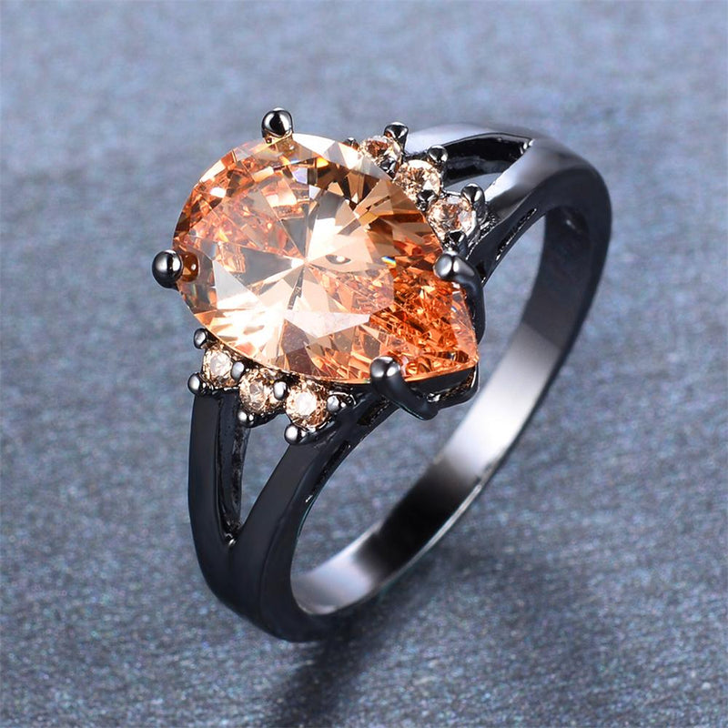 Champagne Topaz Water Drop Ring(November Birthstone) - Bamos