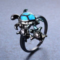 Blue Opal Turtles Ring - Bamos