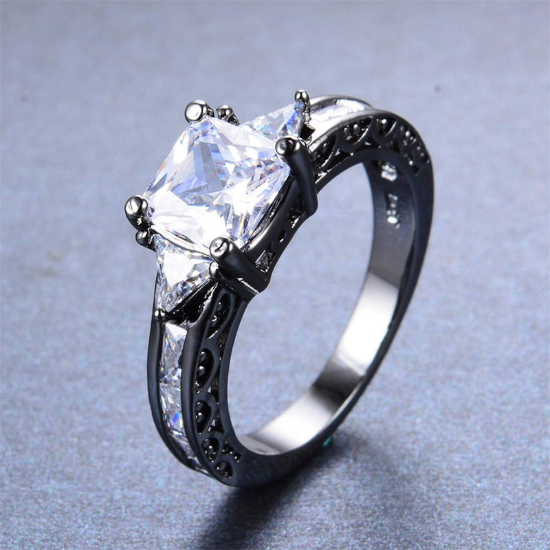 White Diamond Geometric Ring(April Birthstone) - Bamos