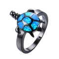 Blue Opal Turtle Wedding Ring - Bamos