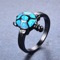 Blue Opal Turtle Wedding Ring - Bamos