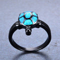 Blue Opal Turtle Wedding Ring - Bamos