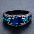 Ocean Blue Opal Heart Ring(October Birthstone) - Bamos