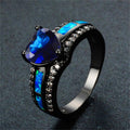 Ocean Blue Opal Heart Ring(October Birthstone) - Bamos