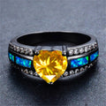 Best GIFT for November Baby (Yellow Topaz Opal Heart Ring) - Bamos