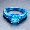 Aquamarine Geometric Engagement Ring(March Birthstone) - Bamos