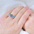 October Birthstone Ring Rainbow Opal Wedding Rings - Bamos