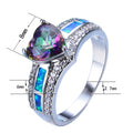 October Birthstone Ring Rainbow Opal Wedding Rings - Bamos
