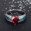 Garnet Opal Heart Ring(January Birthstone) - Bamos