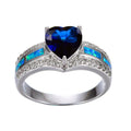 Ocean Blue Opal Heart Ring(October Birthstone) - Bamos