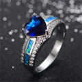 Ocean Blue Opal Heart Ring(October Birthstone) - Bamos