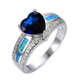 Ocean Blue Opal Heart Ring(October Birthstone) - Bamos