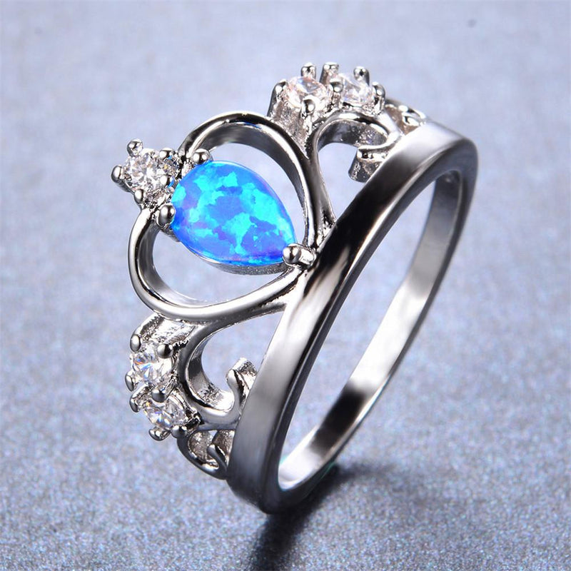 Blue Opal Crown Ring - Bamos