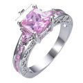 Pink Sapphire Square Ring(October Birthstone) - Bamos