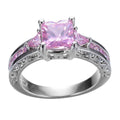 Pink Sapphire Square Ring(October Birthstone) - Bamos