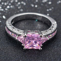 Pink Sapphire Square Ring(October Birthstone) - Bamos