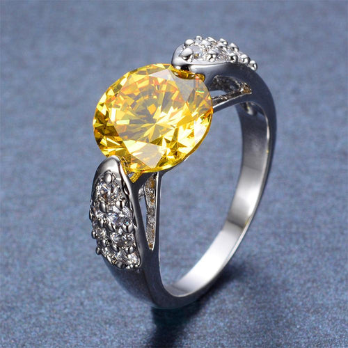 Yellow Topaz Round Ring(December Birthstone) - Bamos