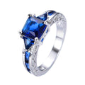 Blue Sapphire Geometric Wedding Ring(September Birthstone) - Bamos