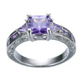 Purple Amethyst Geometric Ring(February Birthstone) - Bamos