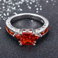 Red Geometric Ring(January Birthstone) - Bamos