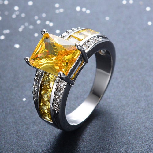 Yellow Topaz Geometric Ring(December Birthstone) - Bamos
