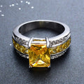 Yellow Topaz Geometric Ring(December Birthstone) - Bamos