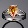 Champagne Topaz Water Drop Ring(November Birthstone) - Bamos