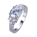 White Diamond Round Ring (April Birthstone) - Bamos