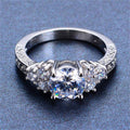 White Diamond Round Ring (April Birthstone) - Bamos