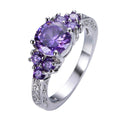 Purple Amethyst Round Ring (February Birthstone) - Bamos