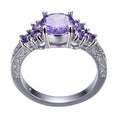 Purple Amethyst Round Ring (February Birthstone) - Bamos