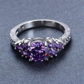 Purple Amethyst Round Ring (February Birthstone) - Bamos