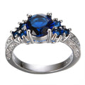 Blue Sapphire Round Ring (September Birthstone) - Bamos