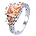 Women Champagne Square Ring(November Birthstone) - Bamos