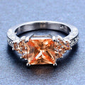 Women Champagne Square Ring(November Birthstone) - Bamos