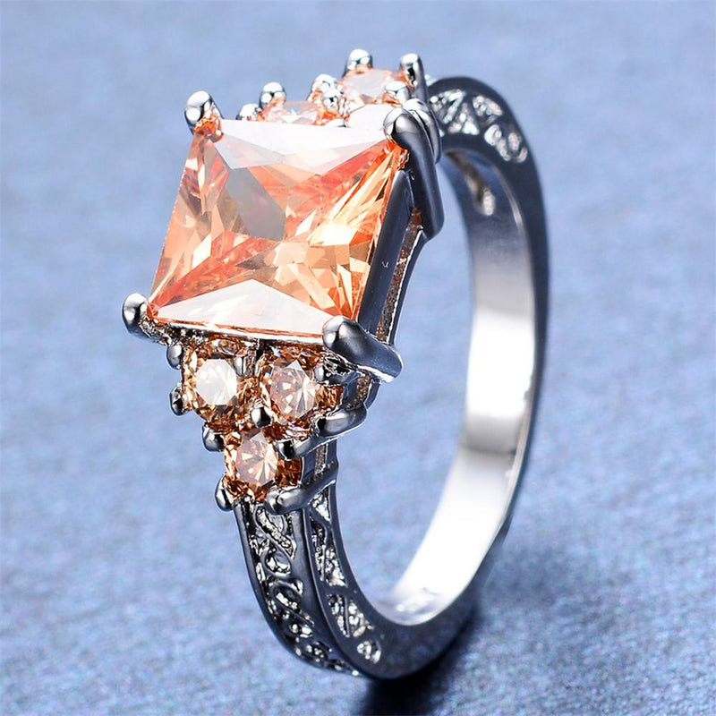 Women Champagne Square Ring(November Birthstone) - Bamos