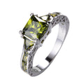 Peridot Geometric Wedding Ring(August Birthstone) - Bamos