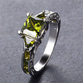 Peridot Geometric Wedding Ring(August Birthstone) - Bamos