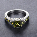 Peridot Geometric Wedding Ring(August Birthstone) - Bamos