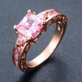 Pink Sapphire Square Ring(October Birthstone) - Bamos