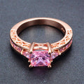 Pink Sapphire Square Ring(October Birthstone) - Bamos
