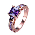 Purple Amethyst Geometric Ring(February Birthstone) - Bamos