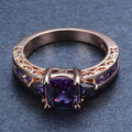 Purple Amethyst Geometric Ring(February Birthstone) - Bamos