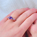 Purple Amethyst Geometric Ring(February Birthstone) - Bamos