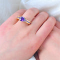 Purple Amethyst Geometric Ring(February Birthstone) - Bamos