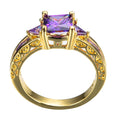 Purple Amethyst Geometric Ring(February Birthstone) - Bamos