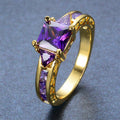 Purple Amethyst Geometric Ring(February Birthstone) - Bamos